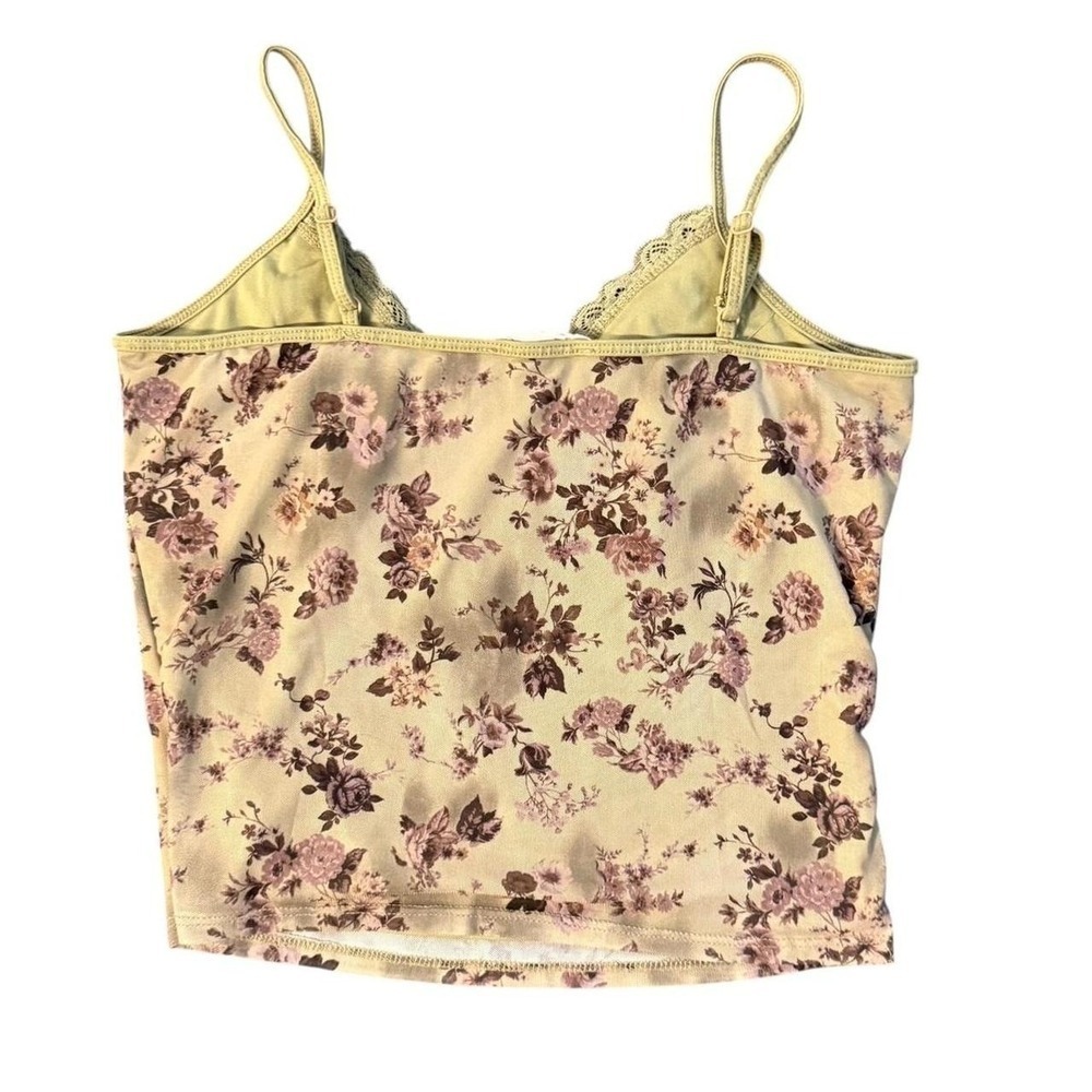 Baby doll green floral cami with lace - Picture 2 of 3